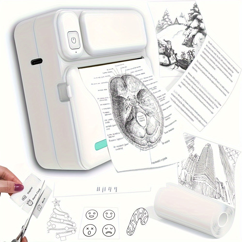 Portable Wireless Mini Printer for Smartphones Monochrome Photo Notes Memo