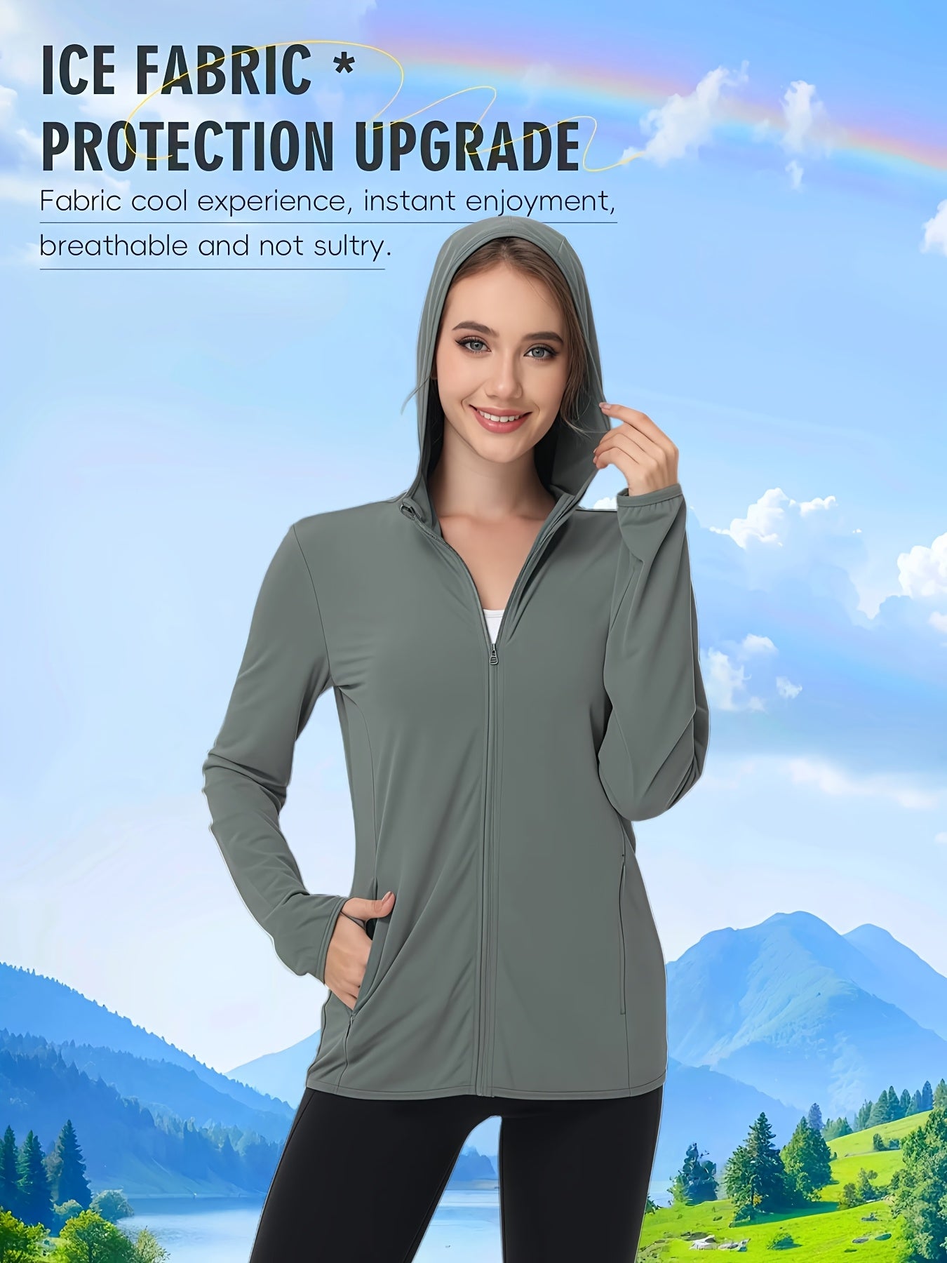 Plus Size Women's Lightweight Breathable Hooded Jacket for Outdoor Activities