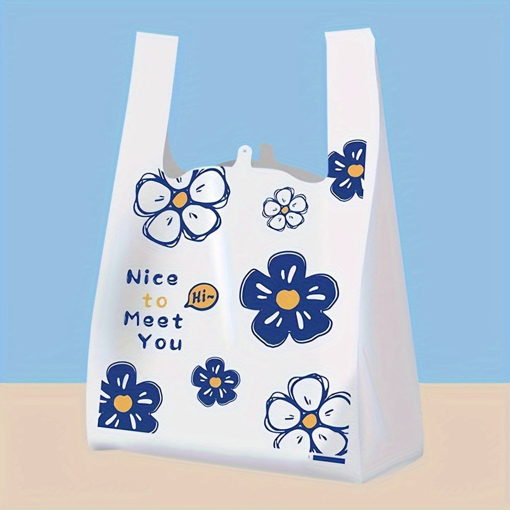 50 dona bardoshli plastmassa tote sumkalar, xarid qilish va sovg‘a qilish uchun