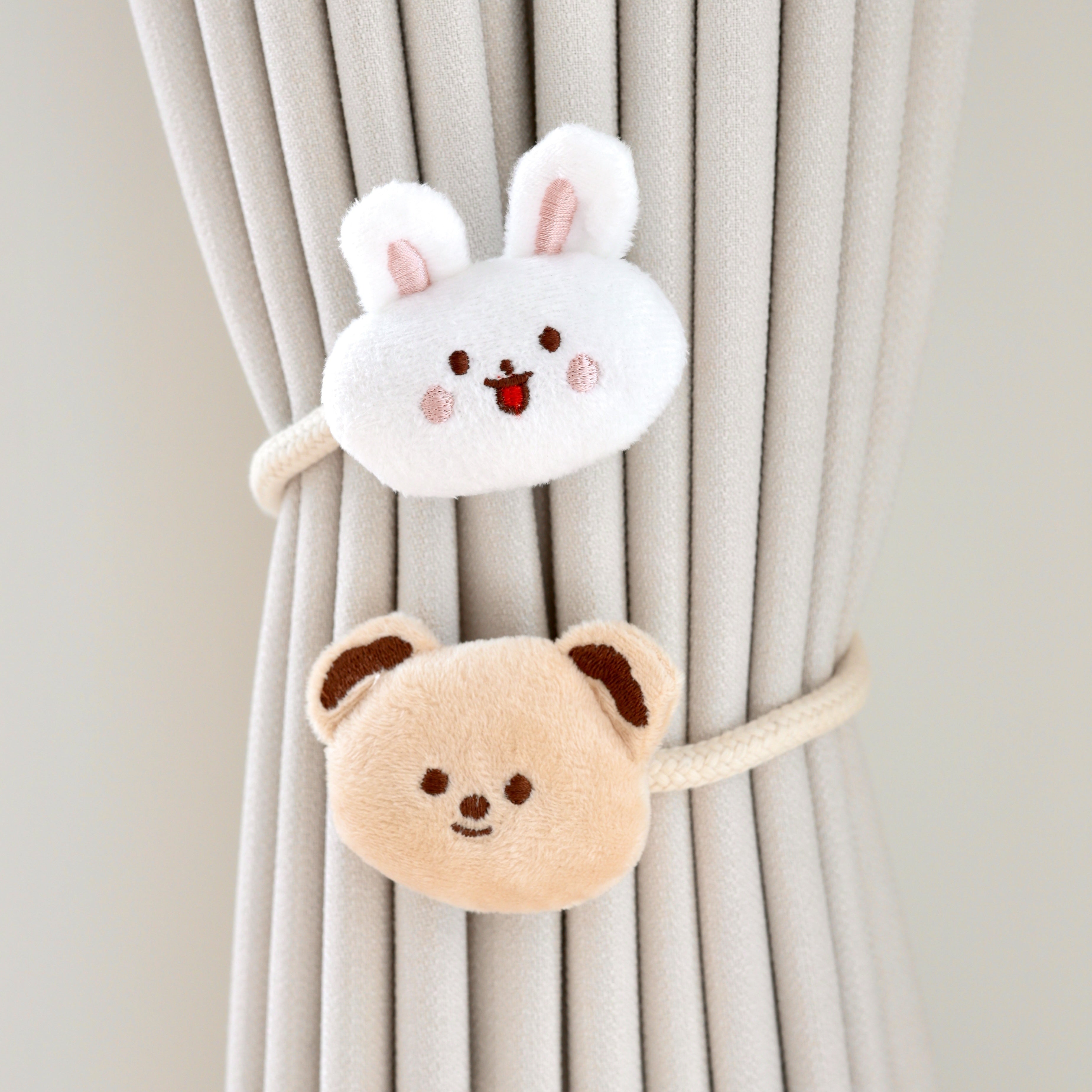 Children's Cartoon Curtain Tiebacks with Little Bear and Rabbit Design