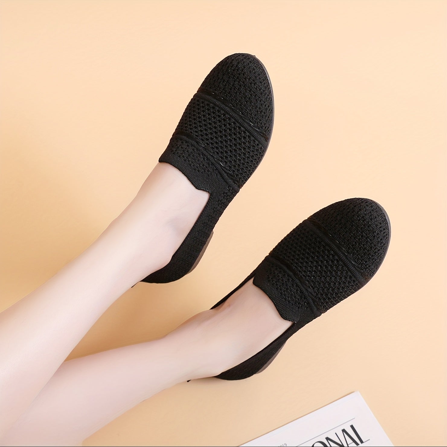 Women's Knit Mesh Slip-On Casual Shoes Lightweight Breathable Flats