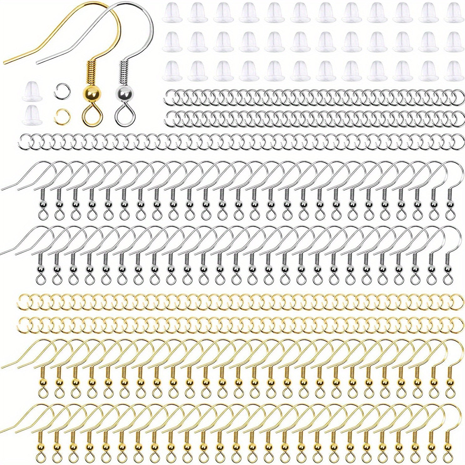 600-Piece Earring Findings Kit with Jump Rings and Rubber Backs for DIY Jewelry Making