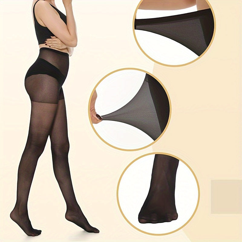 Plus Size Sheer Pantyhose for Women High Waist Control Top Solid Color 6 Pack