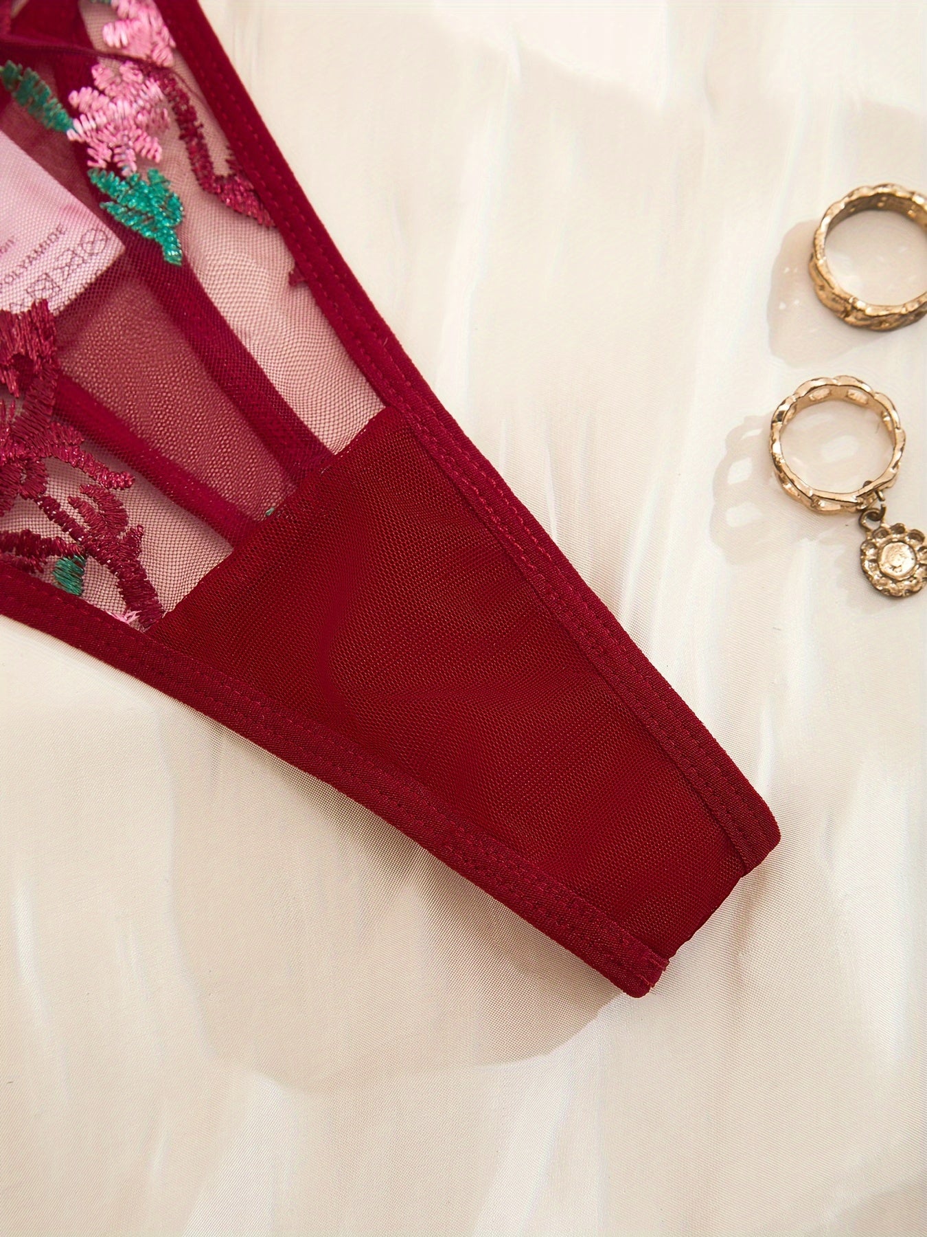 Ropa interior de encaje floral para mujer, tanga sexy, lencería