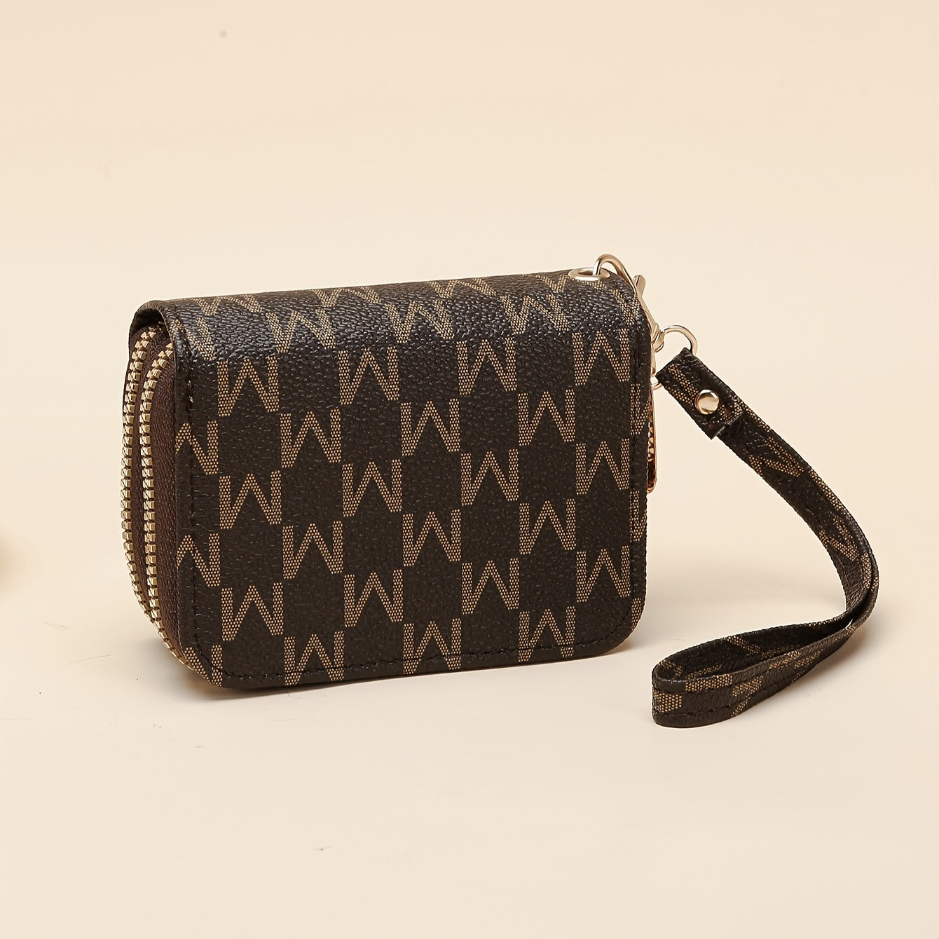 Mini Women's PU Handbag with Double Zippers Card Slot Coin Purse Black Beige Pink Dark Brown