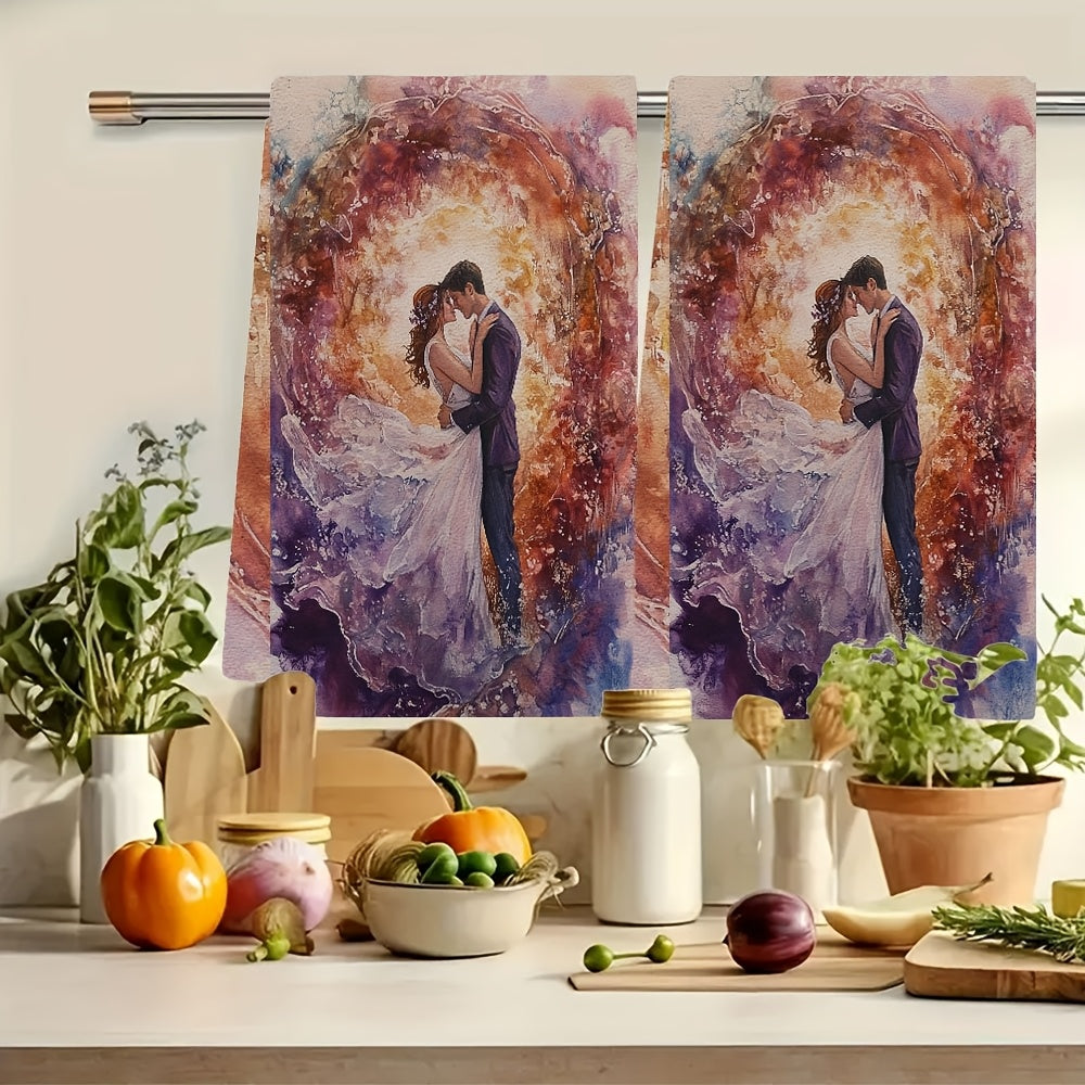 Романтические кухонные полотенца Sunrise 2 шт. ультра мягкие, впитывающие, 40x60 см