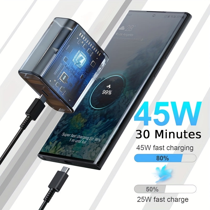 45W USB C Fast Charger for iPhone Samsung Xiaomi European Plug