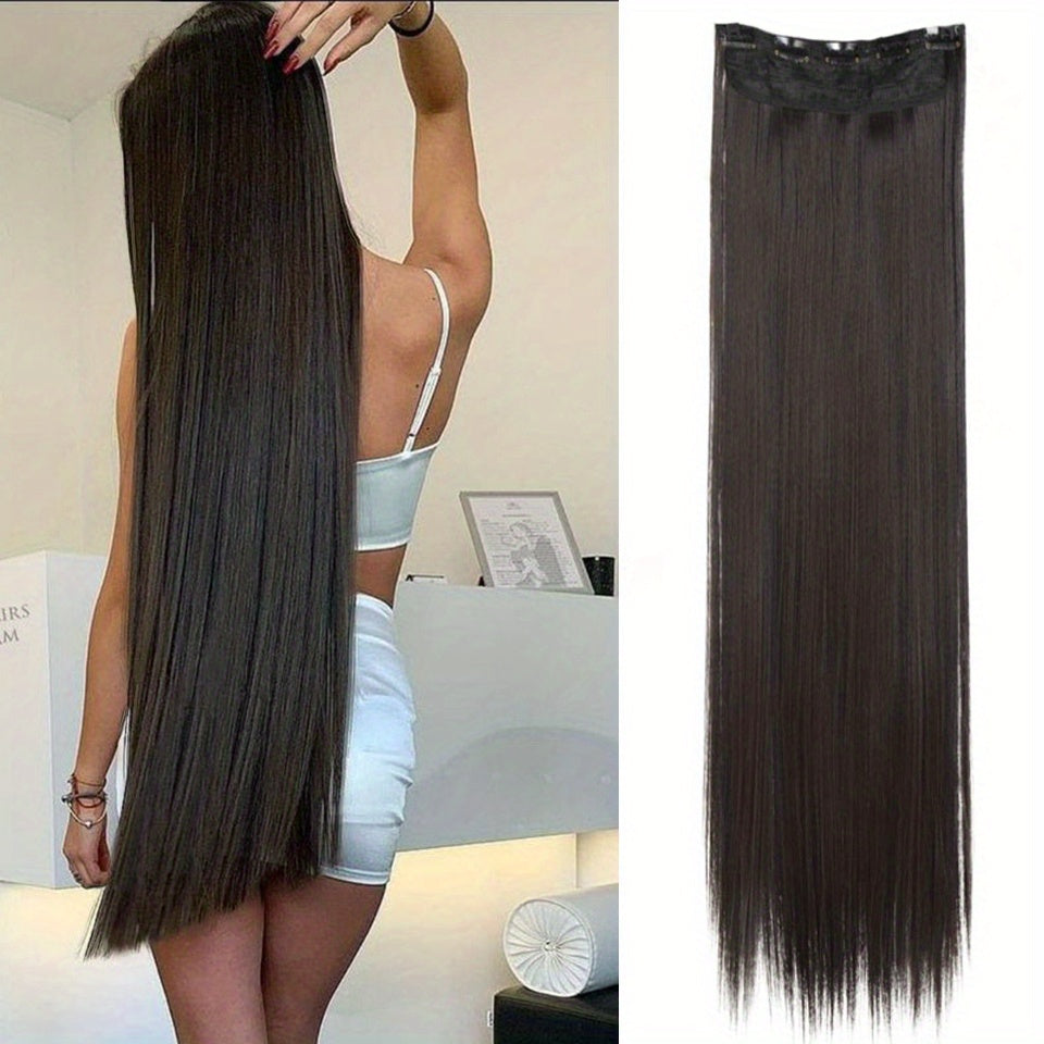 Synthetic Clip-In Hair Extensions for Women Full Head Length and Volume