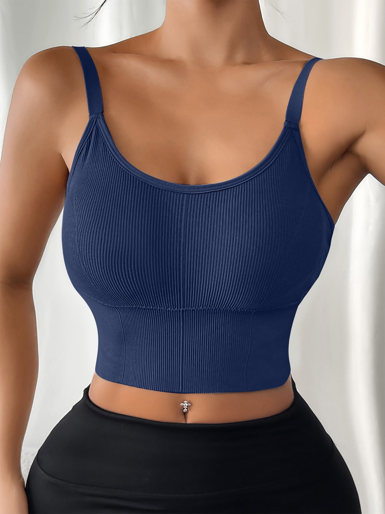Women's Ribbed Plus Size Sports Bra and Tank Top Set For Yoga and Running