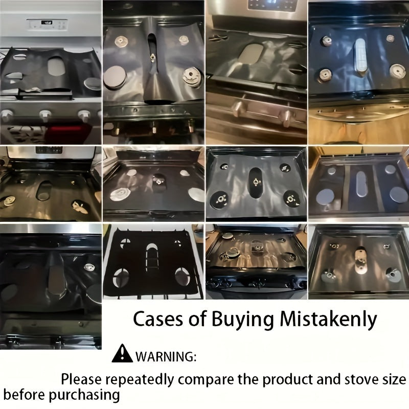 Set of 3 Black Gas Stove Protector Covers Non-Stick Easy Clean Universal Fit