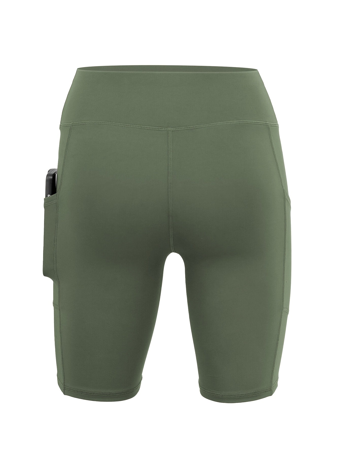 Women's High-Waisted Stretchy Fitness Shorts with Pockets Plus Size Workout Yoga Running