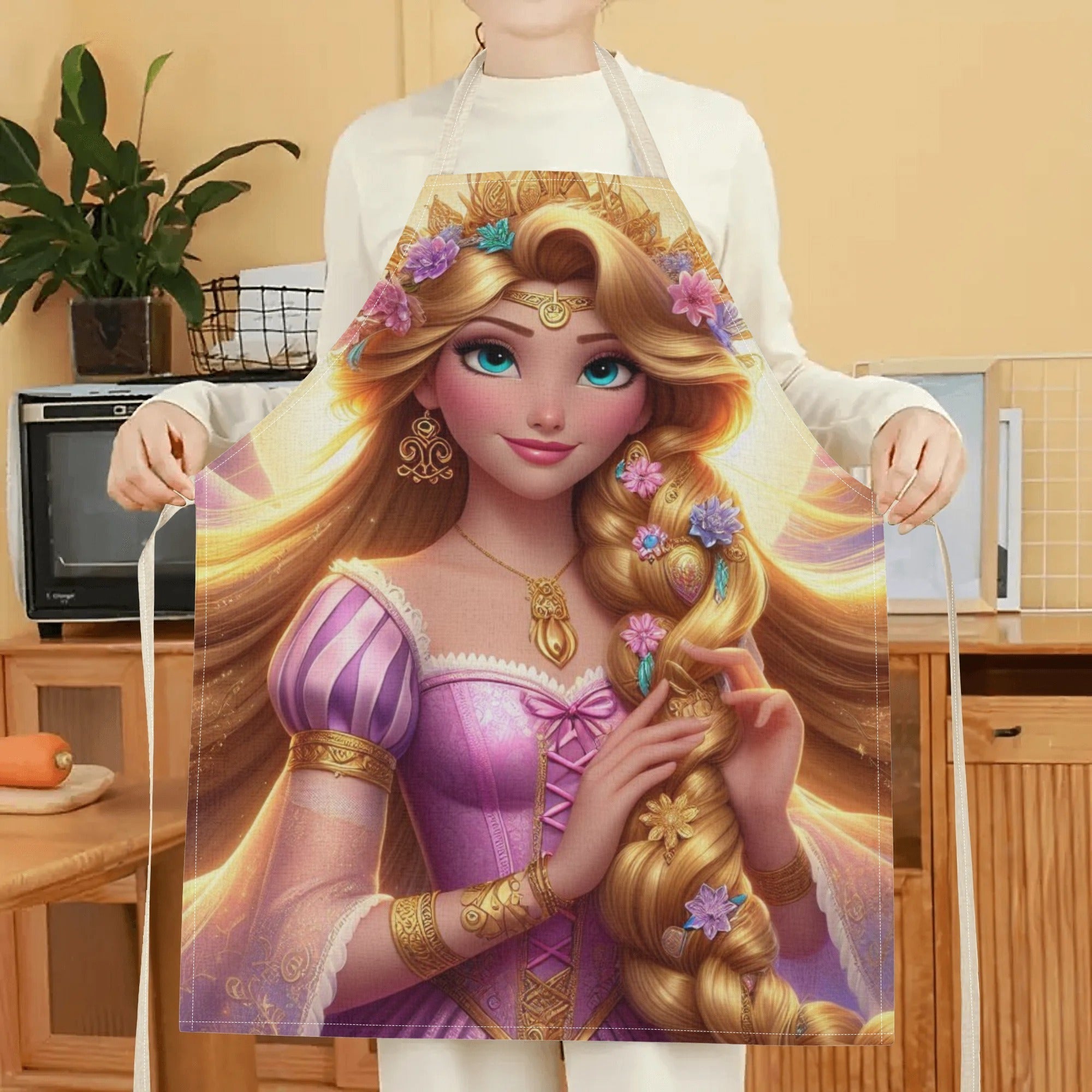 Долговечный полиэстеровый фартук Disney Эльза, водонепроницаемый, с ярким дизайном мультяшной принцессы; идеально подходит для кухни, ресторанов, кафе и домашнего использования.