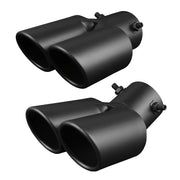 accesorios de tubo de escape de acero inoxidable para automóvil con boquilla de escape inclinada de doble salida negra