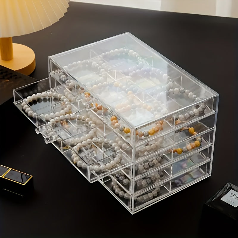 Acrylic Jewelry Box with Drawers Transparent Earring Storage and Display Stand