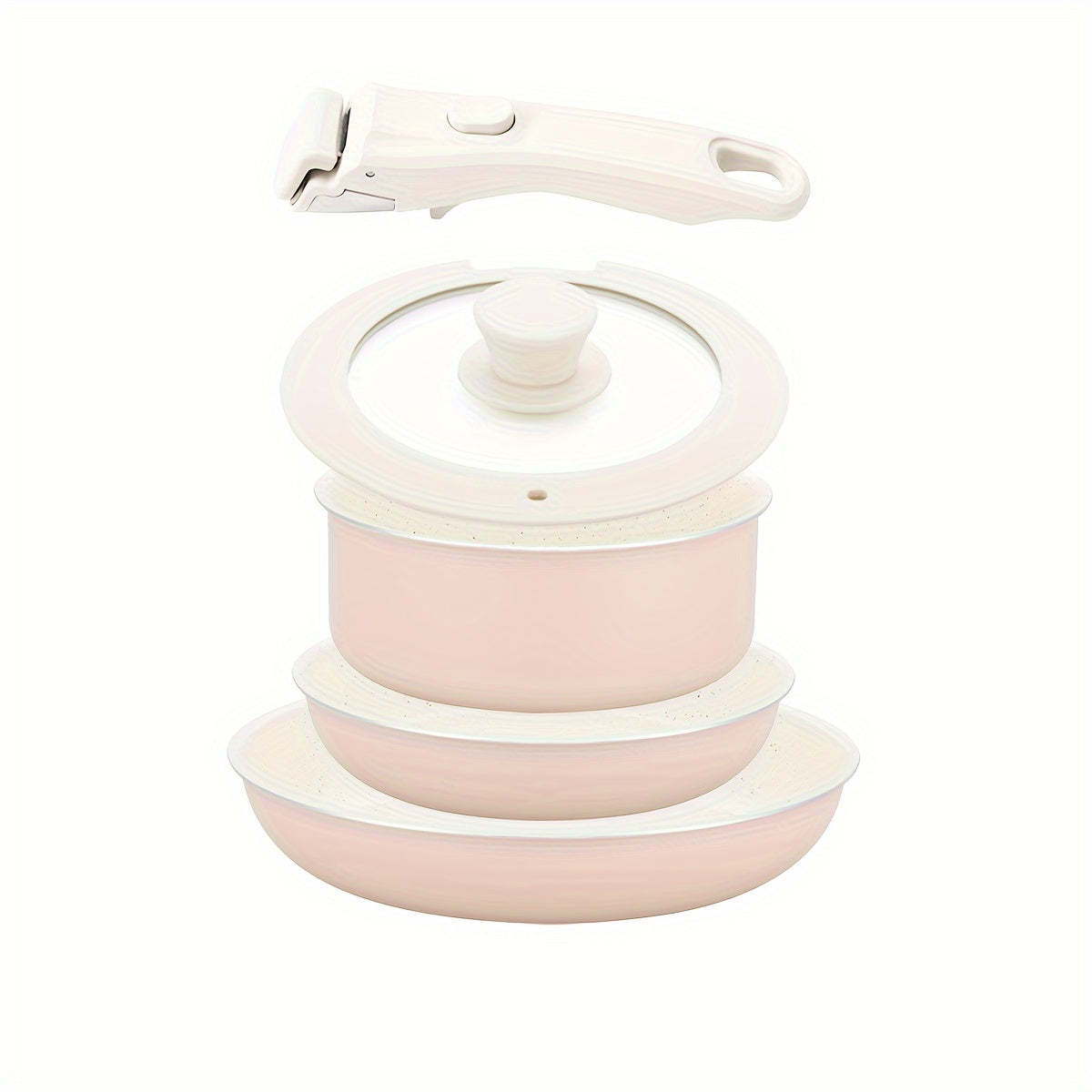 Juego de utensilios de cocina de aluminio con 5 piezas, asas desmontables, apilables, apto para horno, para cocina y camping