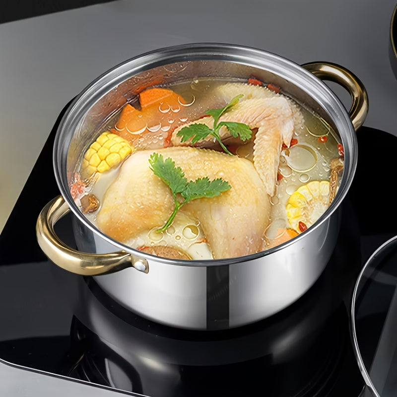 Stainless Steel Cookware Set 12-Piece Non-Stick Pots Pans Induction Glass Lid