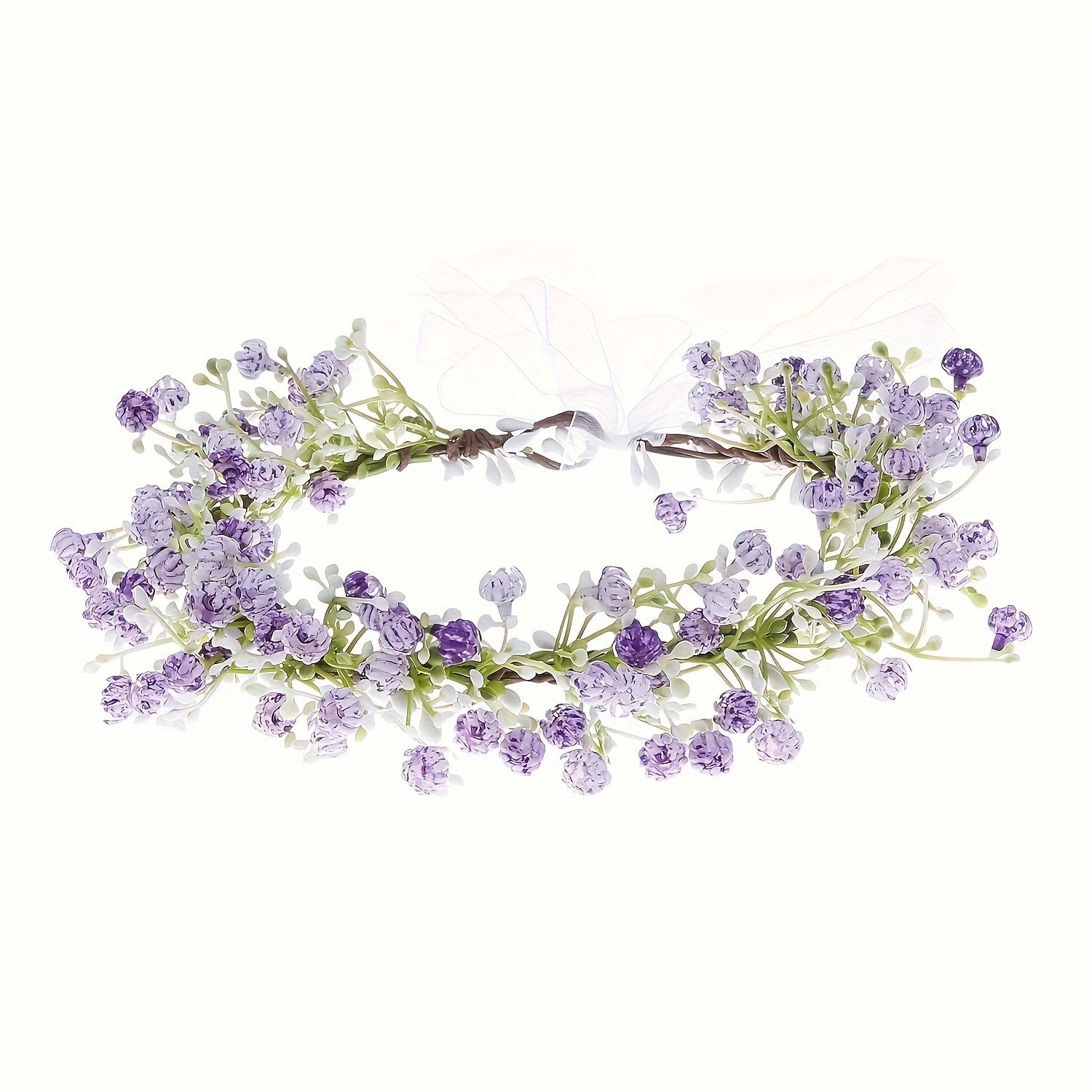 Artificial Baby's Breath Flower Crown Headband Floral Headpiece for Weddings Parties Festivals