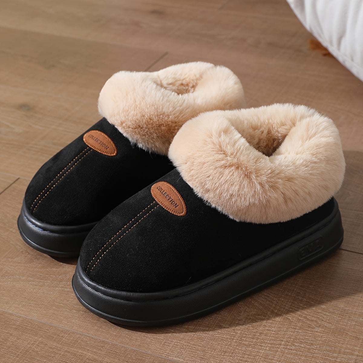 Women's Snow Boots Faux Fur Thick Sole Non-Slip Indoor Outdoor Slippers