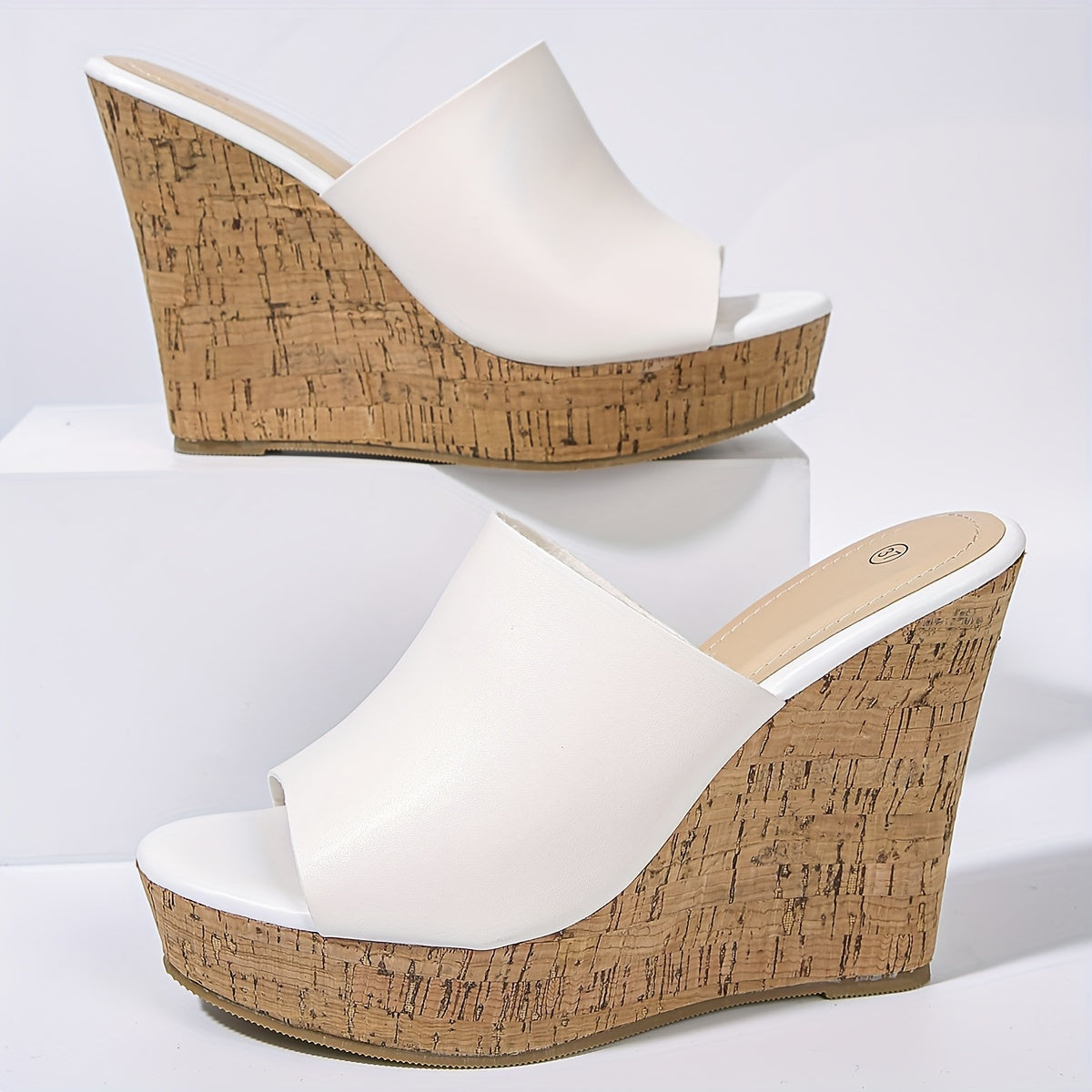 Women's Wedge Sandals Open Toe Slip-On Summer Platform Peep Toe Strappy