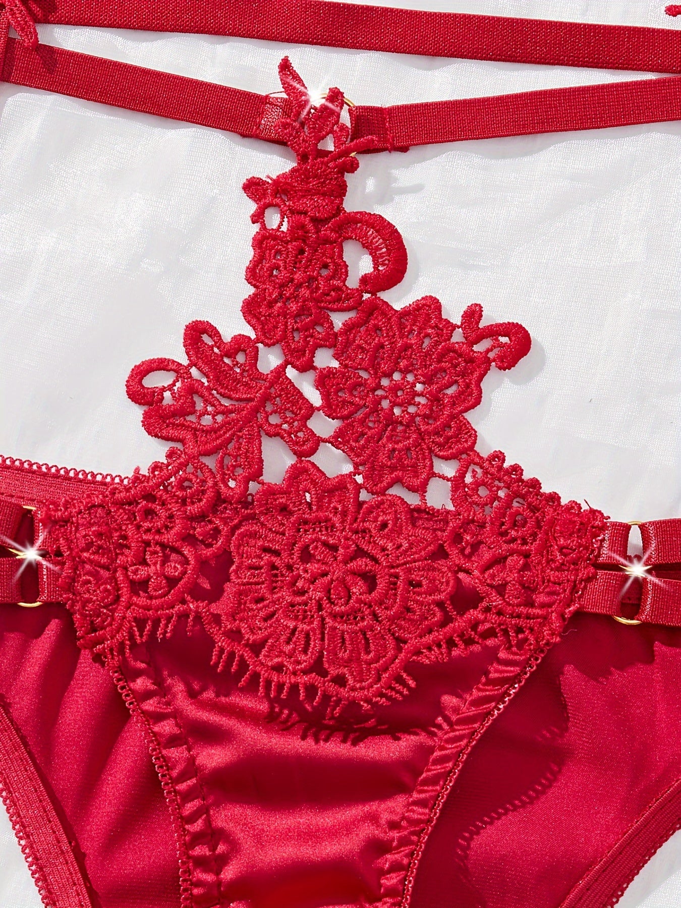 Women's Lingerie Set Satin Lace Pink Size Small