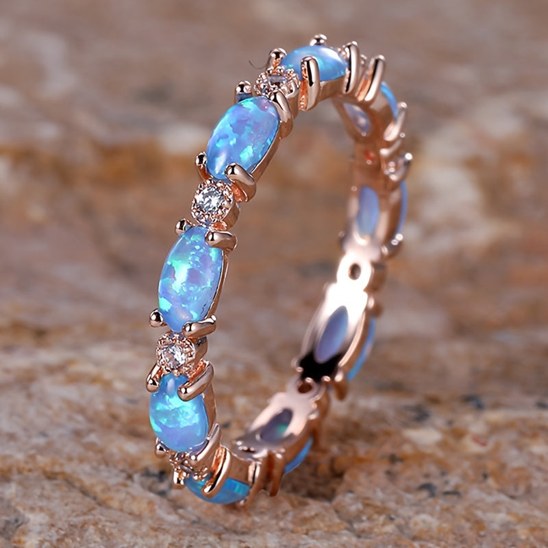 Unisex Sterling Silver Infinity Ring with Opal Pave 2.5g