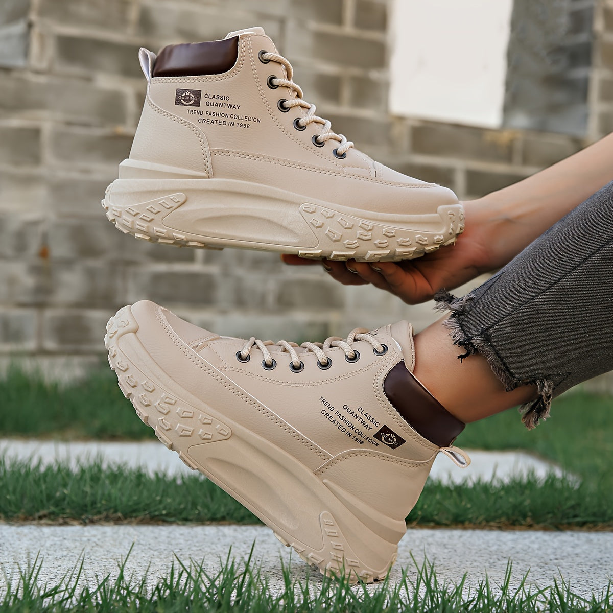 Women's Non-Slip Casual Leather Sports Boots for Autumn Winter