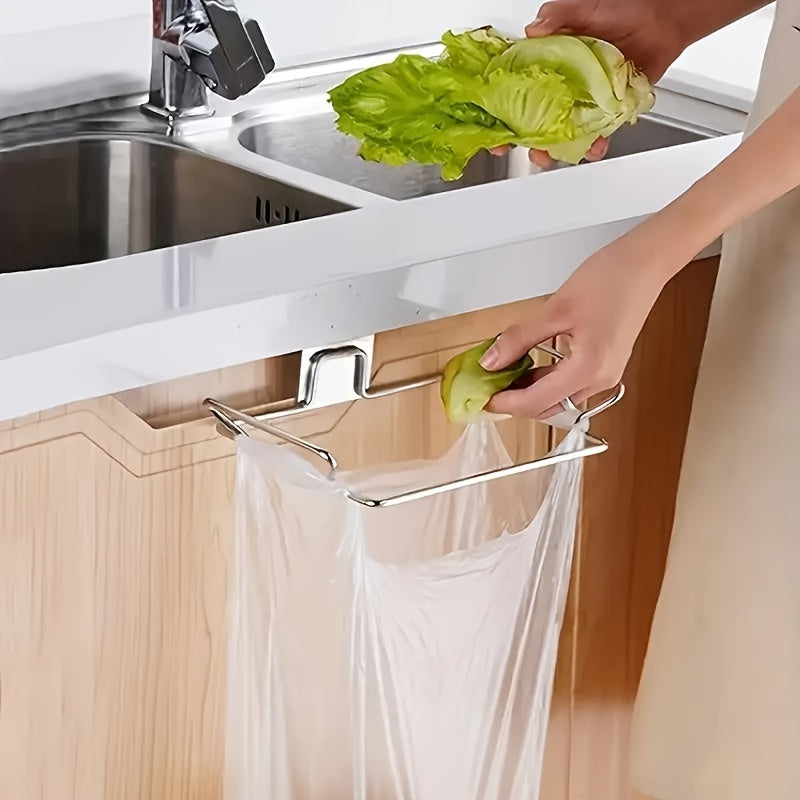 Stainless Steel Bag Holder Organizer for Cabinet Door, Hanging Plastic Storage Rack