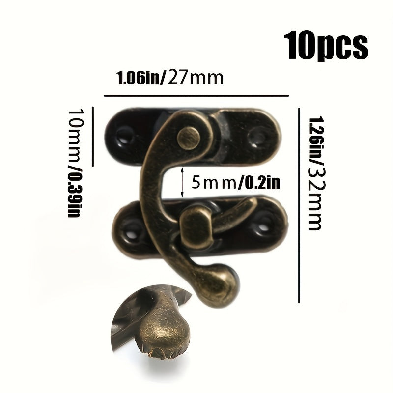 10pcs Antique Bronze Iron Padlock Hasps with Screws 27x32mm for Jewelry Boxes Furniture Hardware