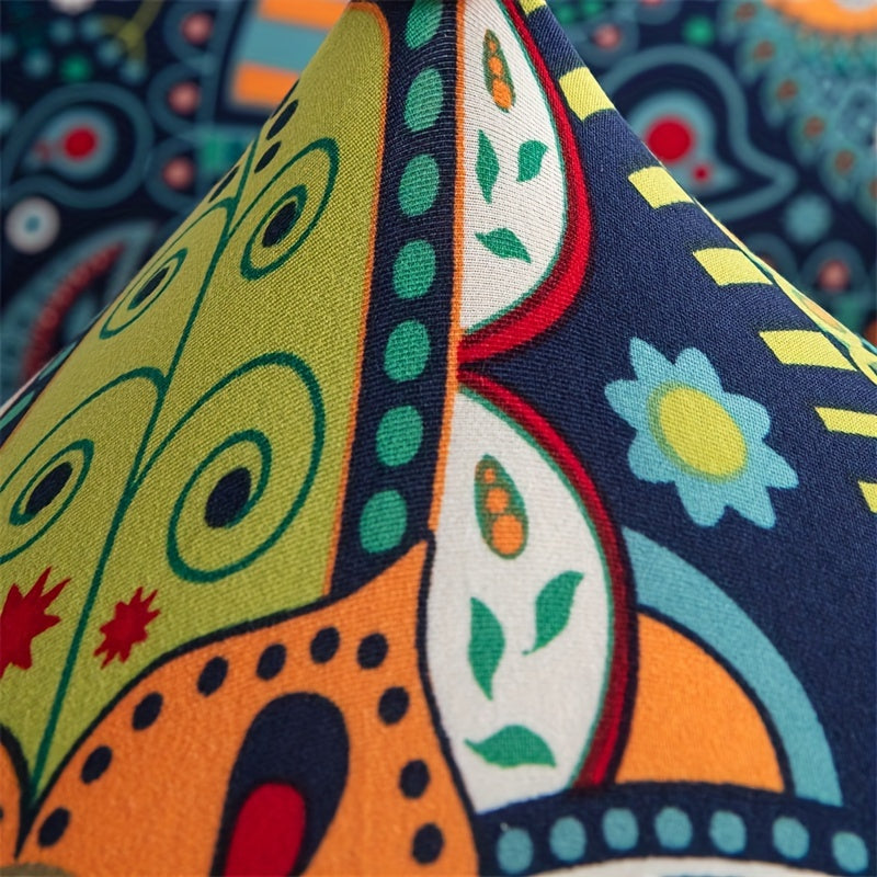 Чехол для кресла-качалки в стиле бохо с карманом, нескользящий, машинная стирка, синего цвета, изготовлен из полиэстера и спандекса.