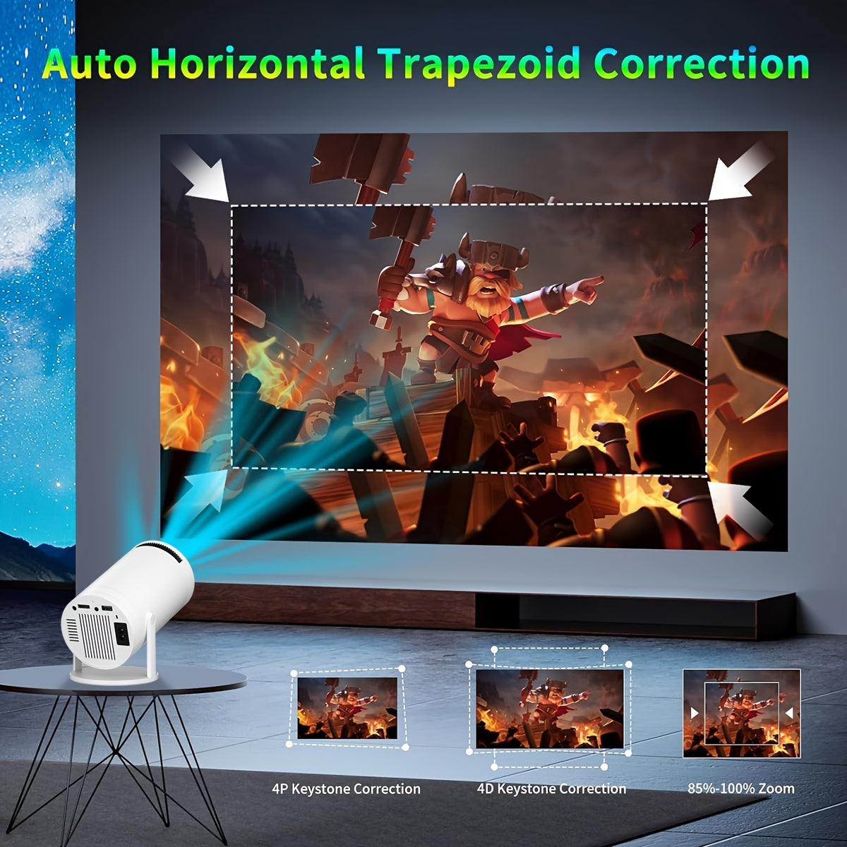 Mini proyector con rotación de 270° Wifi 6 Android 12 cine en casa