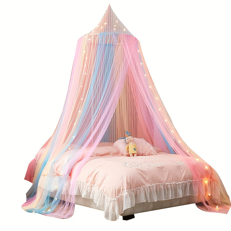 Cylindrical Mosquito Net with Cap Top Style Princess Canopy Curtain for Bedroom
