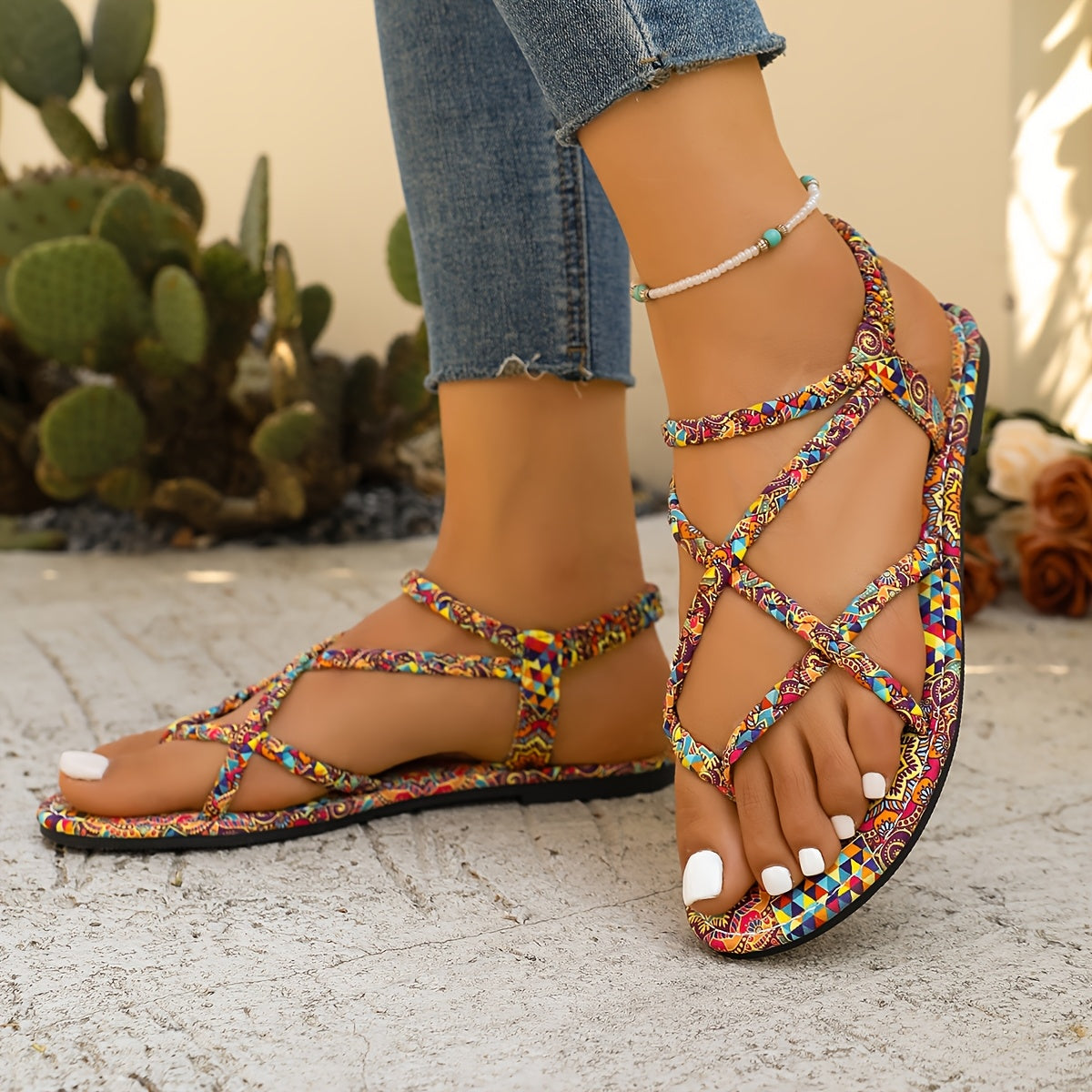 Women's Leather Flat Sandals Comfortable Summer Footwear