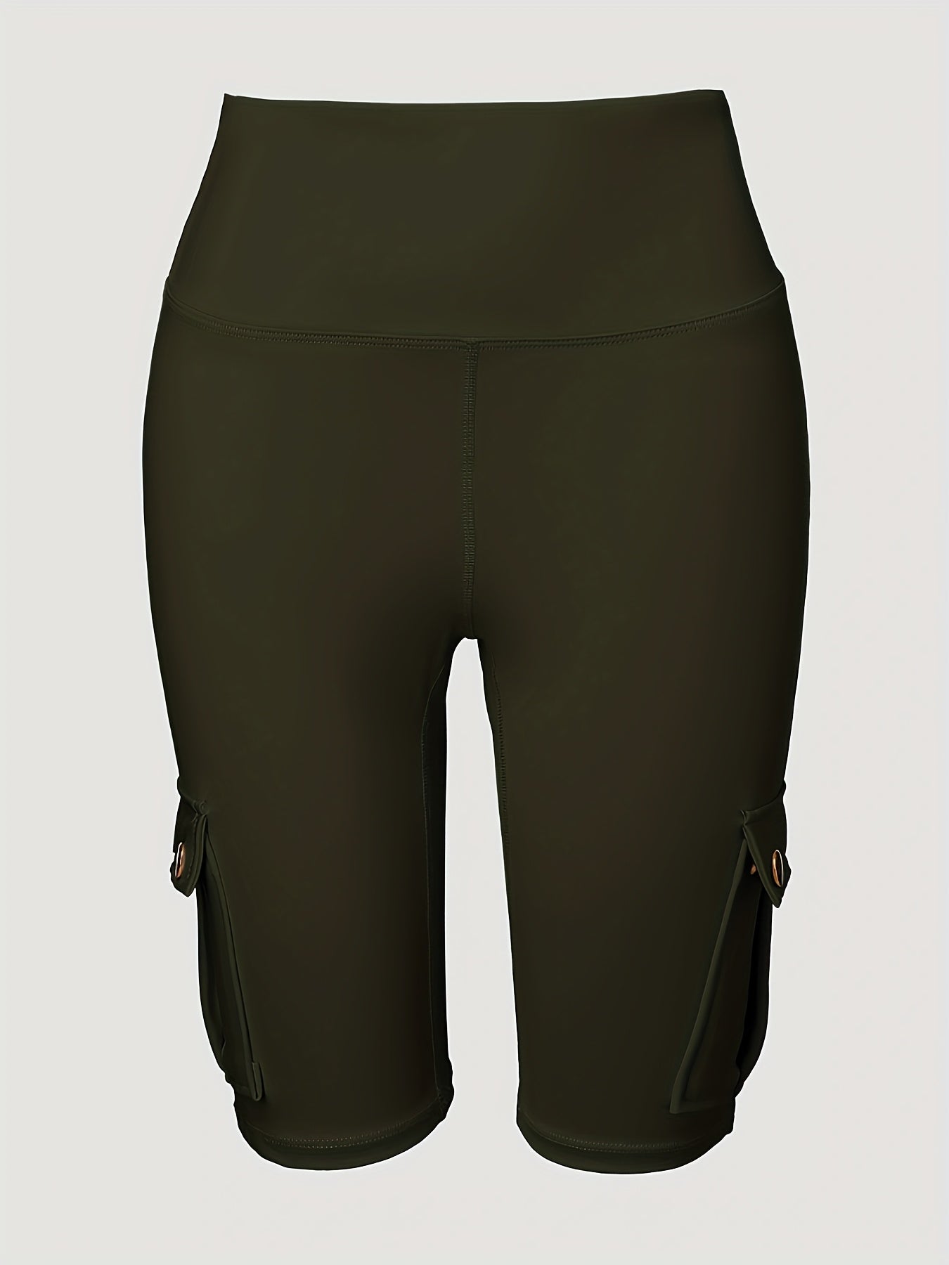 Шорты женские с высокой посадкой и карманами plus size, эластичный пояс, темно-синий