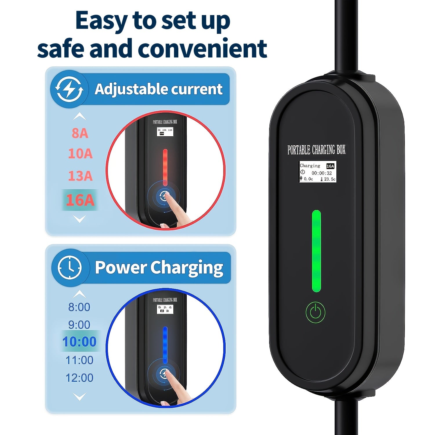 Universal Electric Vehicle Charger with 5M Cable, AC Fast Charge, 16A