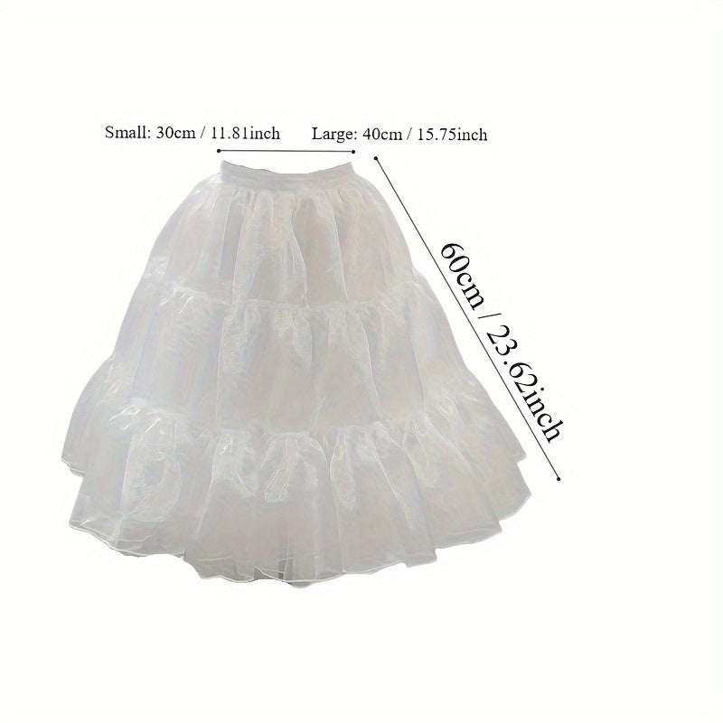 Women's White Skirt with Ice Yarn Splicing and 3-Layer Support Yarn