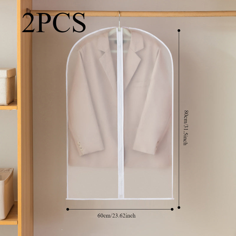 Juego de 2 bolsas de ropa transparentes con protectores de cremallera para almacenamiento de ropa y organización del armario