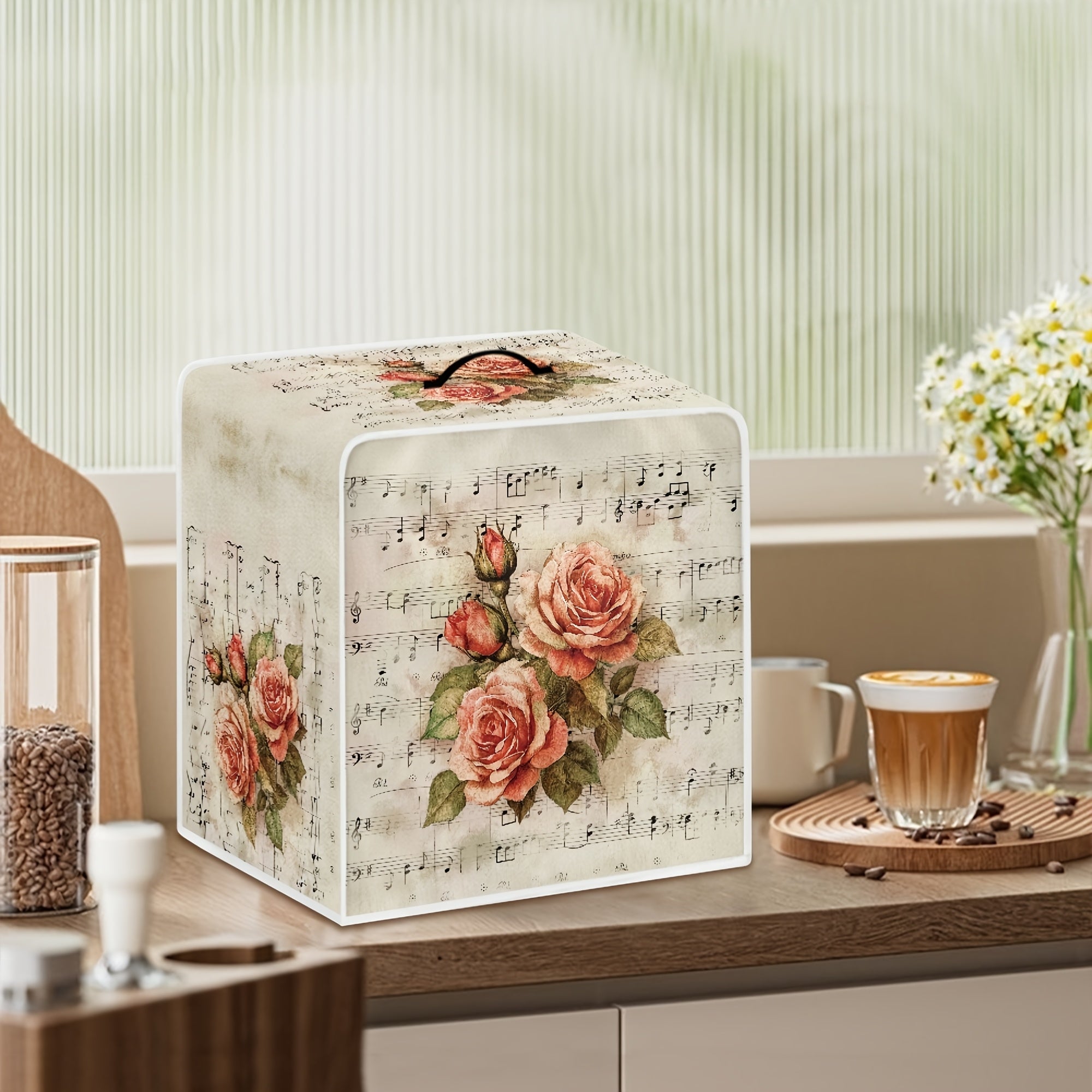 San'atkorlik Güllü Qahva Mashinasi Qopqog'i Changga qarshi Himoya bilan Qo'ltiq bilan Oshxona Dekori uchun