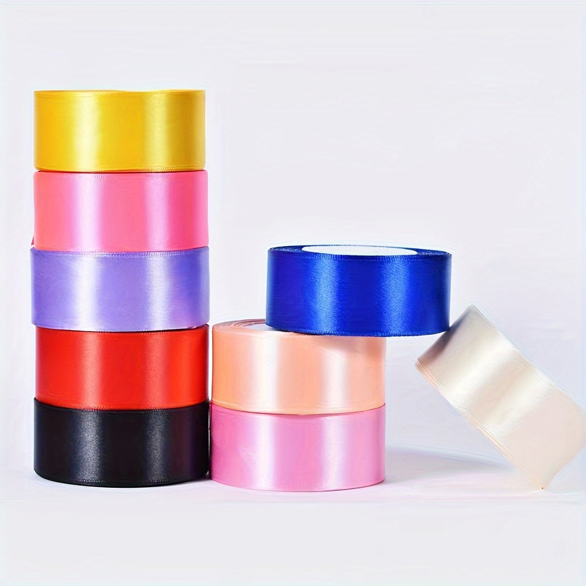 Satin Ribbon Pack 3 Pieces 4cm Wide 22m Long for Wedding Cake Decoration and DIY Crafts