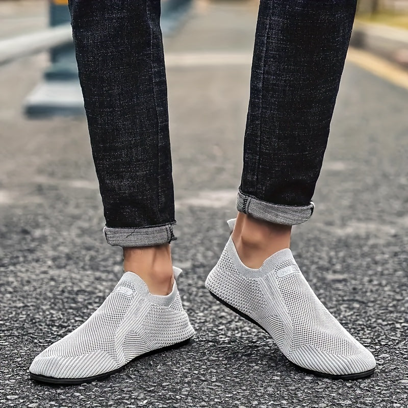 Men's Casual Loafers Outdoor Shoes Vintage Slip-On Rubber Sole All-Season Fabric