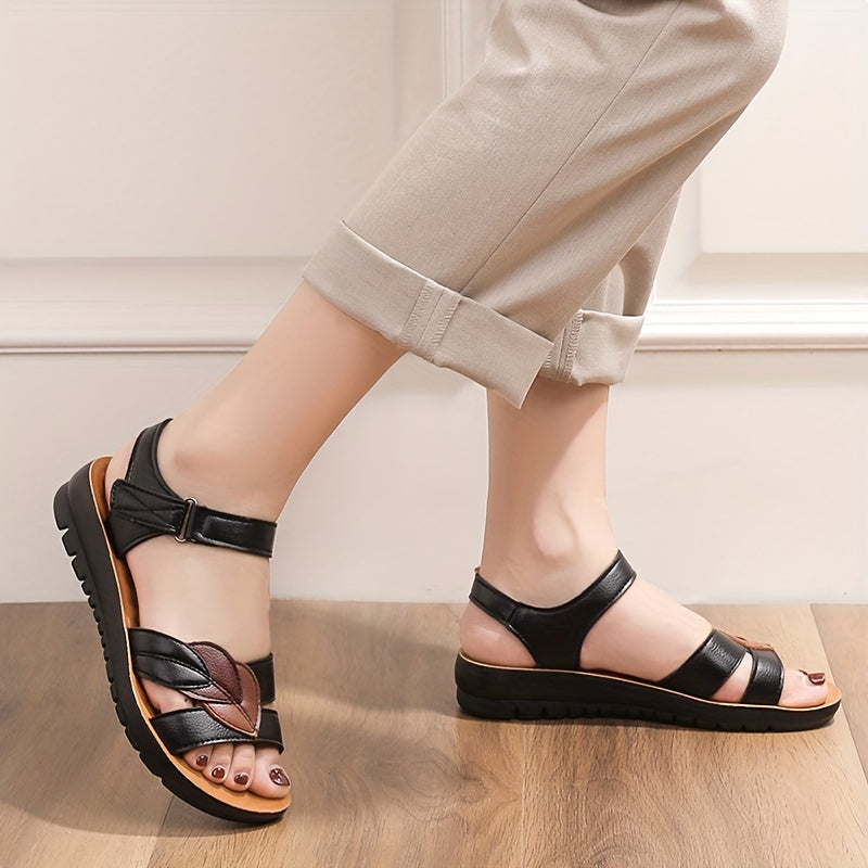 Women's Summer Sandals Open-Toe Low Heel Adjustable Strap Breathable Footwear