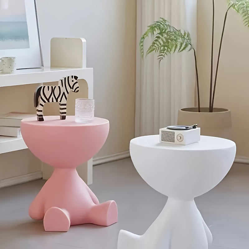 Cream-Style Round Side Table Lightweight Plastic Multi-Functional Ottoman for Living Room Bedroom Kitchen in Various Colors