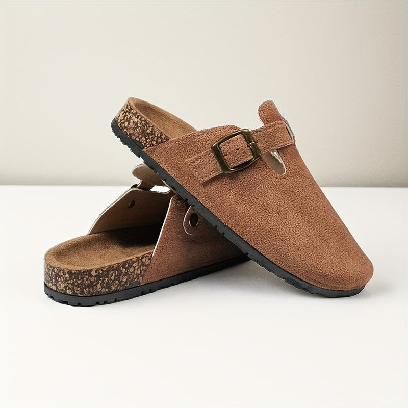 Women's Velvet Slip-On Mules Casual Platform Shoes Khaki Spring/Summer