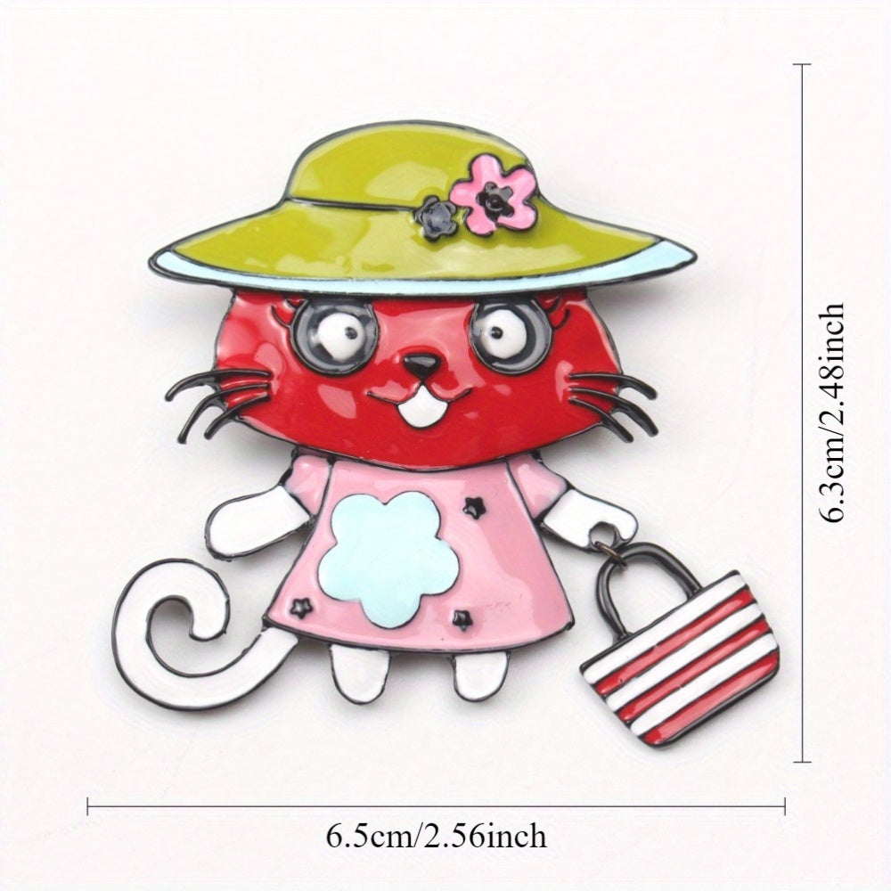 Enamel Cat Brooch Animal Jewelry Cute Quirky Animal Pin for Women