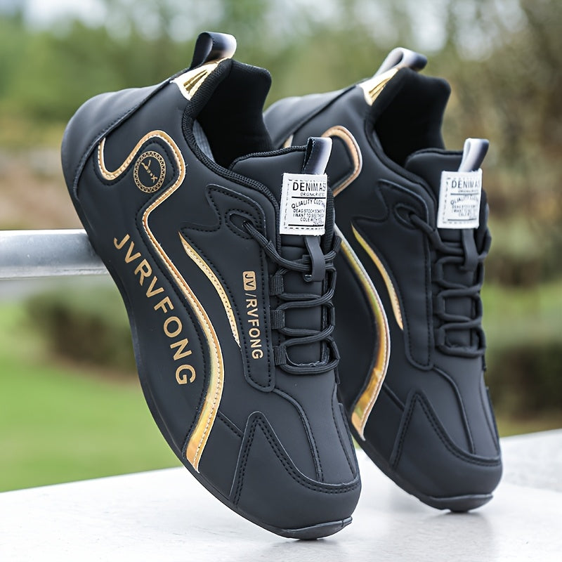 Men's Casual Skate Shoes Solid Color Low Top Lace-Up Breathable Fabric Insole PU Sole