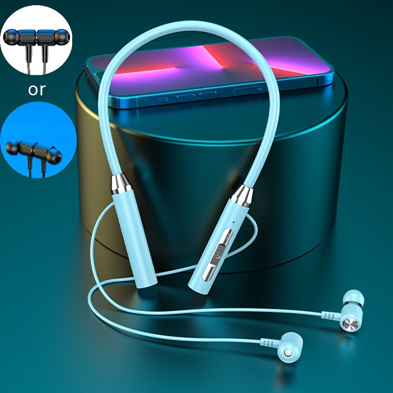 Wireless In-Ear Sports Neck Headphones with Rechargeable Battery and Type-C Charging