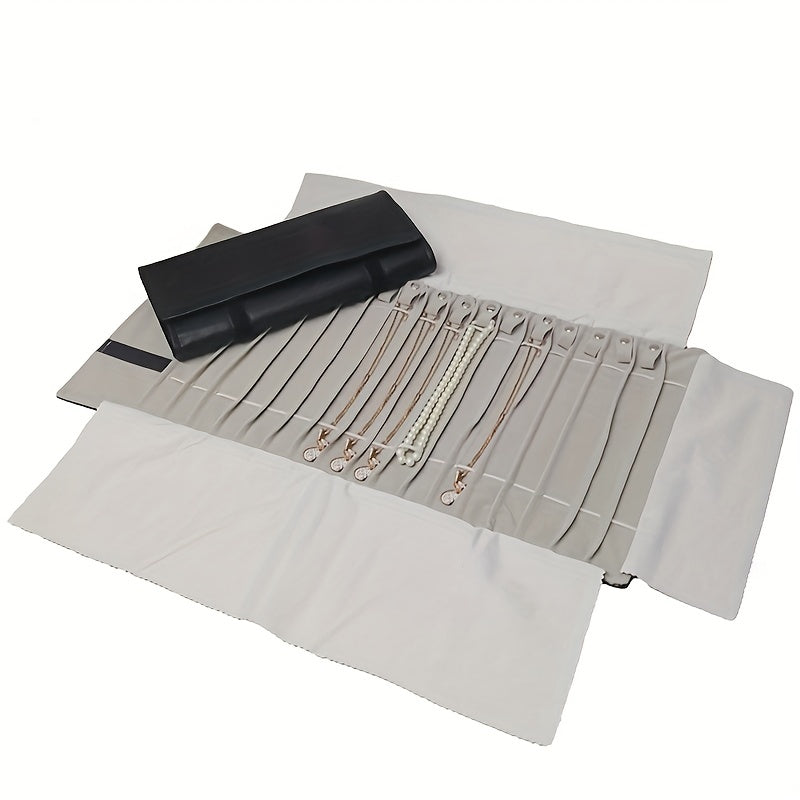 16-Bit Necklace Storage Roll with Anti-Tangling Layer and Elastic Band