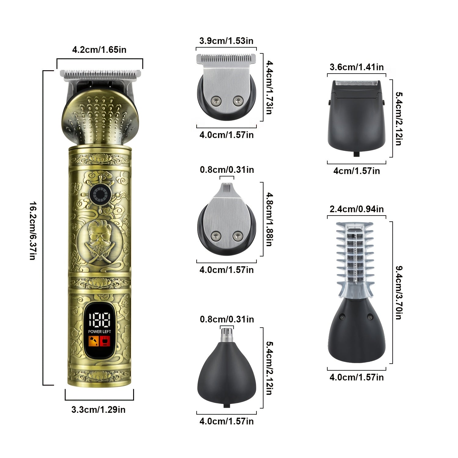 Мужской набор для ухода за 6 в 1 Электрическая машинка для стрижки USB-зарядка ЖК-дисплей Перезаряжаемый литий-ионный аккумулятор Стайлинг Бритьё