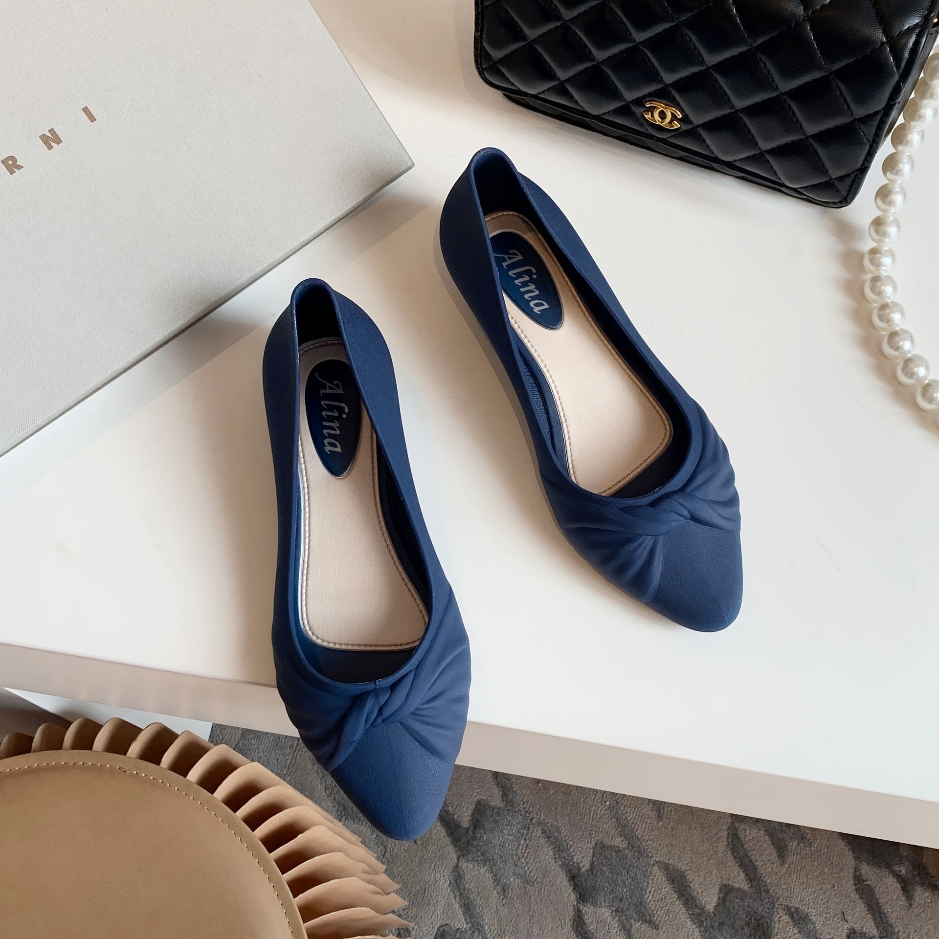 Women's Pointed Toe Flats Black Slip-On Casual Work Shoes