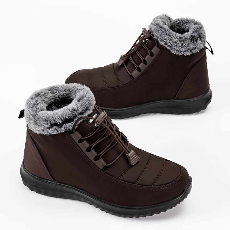 Women's Warm Faux Leather High-Top Boots With Plush Lining