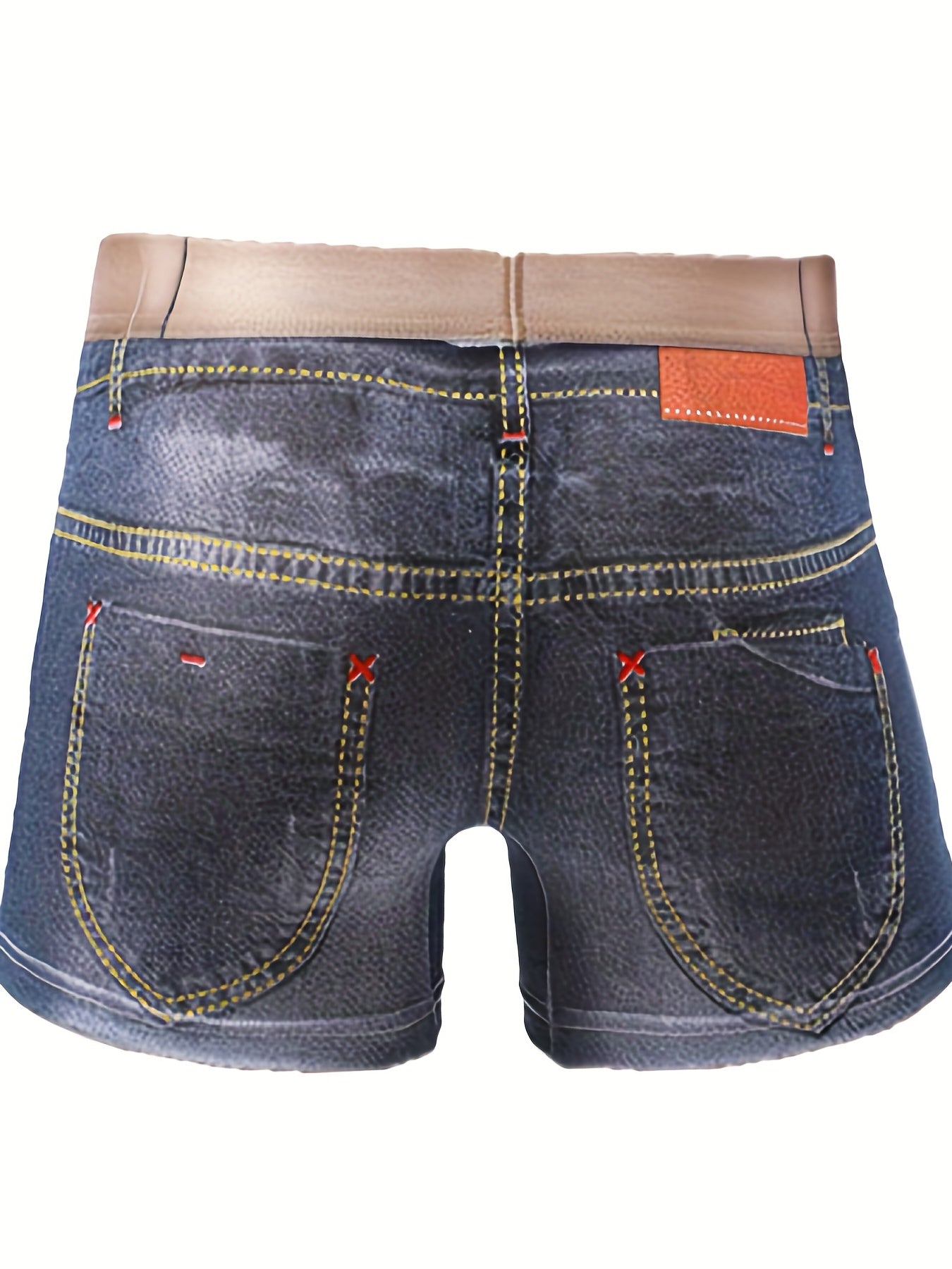 Men's Cotton 3D Denim Boxer Briefs with Belt Print Breathable Stylish Underwear